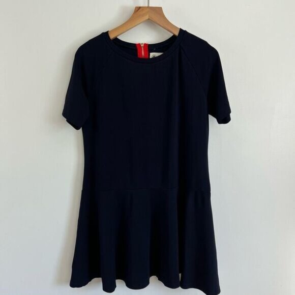 Vintage Onze Montreal Women’s Medium Navy Blue Short Sleeve Mini Dress Zipper - Picture 11 of 13
